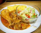 Foto del paso 5 de la receta: Pollo estofado con champiñones, polenta y ensalada