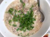 Cháo gạo rang thịt băm