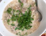 Hình bước làm 3 của món Cháo gạo rang thịt băm