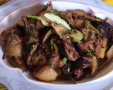 A picture of step 5 of Baingan(Brinjal) Aloo(potato) ki Bujhya.