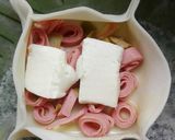 Foto del paso 3 de la receta: Canastitas de jamón y queso (al microondas)
