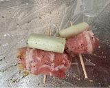 A picture of step 1 of Kushi Katsu (Fried Pork Skewers).