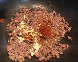 A picture of step 2 of Mapo Tofu my style.