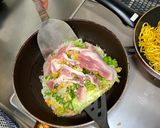 A picture of step 4 of Japanese Hiroshima Okonomiyaki Pancake.