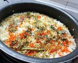 A picture of step 10 of Prawns biryani.