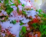 A picture of step 2 of Aloo ke parathe with green chutney.