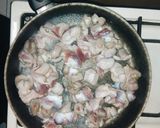 A picture of step 2 of Gizzard with rice and greens.