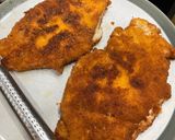 A picture of step 4 of Chicken Milanese.