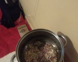 A picture of step 3 of Omena stew with ugali and kales.