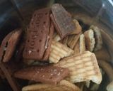 A picture of step 1 of Chocolate Biscuit cake.