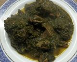 A picture of step 3 of Palak gosht.