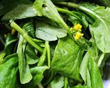 Hình bước làm 1 của món Ngồng cải hoa vàng xào tôm giá