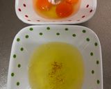 A picture of step 2 of Japanese white and yellow Egg Roll.