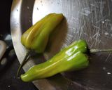 A picture of step 3 of Bharwa Mirchi.