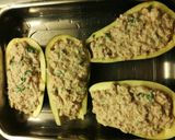 Padlizsán csónak, bazsalikomos, joghurtos pulykahússal töltve recept fázis 4 fotója