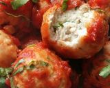 A picture of step 10 of Vickys Chicken Meatballs in Tomato Sauce, GF DF EF SF NF.