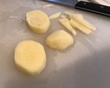 A picture of step 1 of Spanish omelette for weekend breakfast.