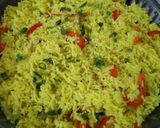 A picture of step 1 of Pizza rice.