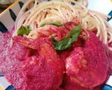 Gambar langkah 3 resipi Creamy Beetroot Sauce Seafood Pasta.