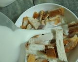 A picture of step 1 of Umm Ali with left over bread corners.