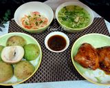 Hình bước làm 5 của món Cơm nhà màu xanh mát
