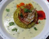 A picture of step 14 of Gujarati kadi and khichdi.
