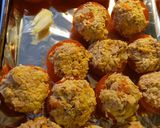 A picture of step 4 of Roasted Tuna Stuffing in a Tomato.