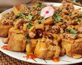 Hình bước làm 3 của món Đậu hũ sốt thịt xay tóp mỡ