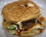 A picture of step 3 of Cheezy grill burgers with homemade orange sauce (tikka sauce).