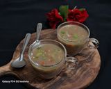 A picture of step 4 of Ragi flour mix vegetable soup.