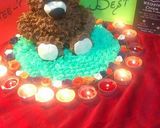 A picture of step 8 of Double Chocolate fudge bear cake.