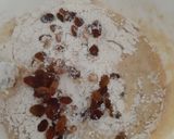 A picture of step 2 of Banana bread with raisins and nuts.