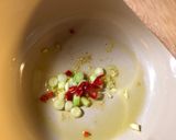 A picture of step 2 of Tofu, miso and noodle soup - vegan.