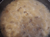 Risotto de champiñones con pescado frito