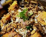 A picture of step 9 of Mocha(banana flower) narikel (coconut) chochori.