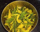 A picture of step 2 of Kaju Karela Sabji.