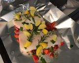 Une image de l'étape 8 de Filets de loup de mer au poivron rouge,citron confit et herbes aromatiques.