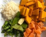 Foto langkah ke 1 dari resep Mpasi 8 bulan(nasi labu, brokoli, salmon).