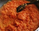 A picture of step 5 of Gajar halwa with gulab jamun twist.