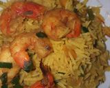 A picture of step 4 of Basmati fried rice with shrimps.
