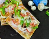 A picture of step 8 of Mushroom Pan cake pizza bites.