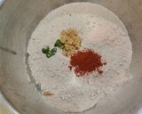 A picture of step 1 of Singhare atta pakodi.