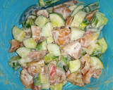 A picture of step 3 of Tomotoes and cucumber salad.