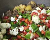 A picture of step 9 of Chinese style Qeema veggies.