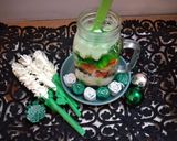 A picture of step 12 of Green Custard with fruits.