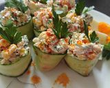 صورة لخطوة 4 من وصفة شرحات الخيار مع الجبنة 😋