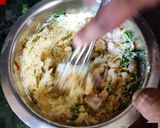 A picture of step 1 of Methi Pakoda Fenugreek fritters.