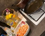 Une image de l'étape 1 de Pâtes aux crevettes.