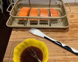 A picture of step 5 of Air-Fried Honey Soy Salmon with Garlic Parmesan Potatoes.