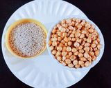 A picture of step 1 of Protein rich healthy roasted chana dal chopped dry fruit and sesame seeds ladoo.